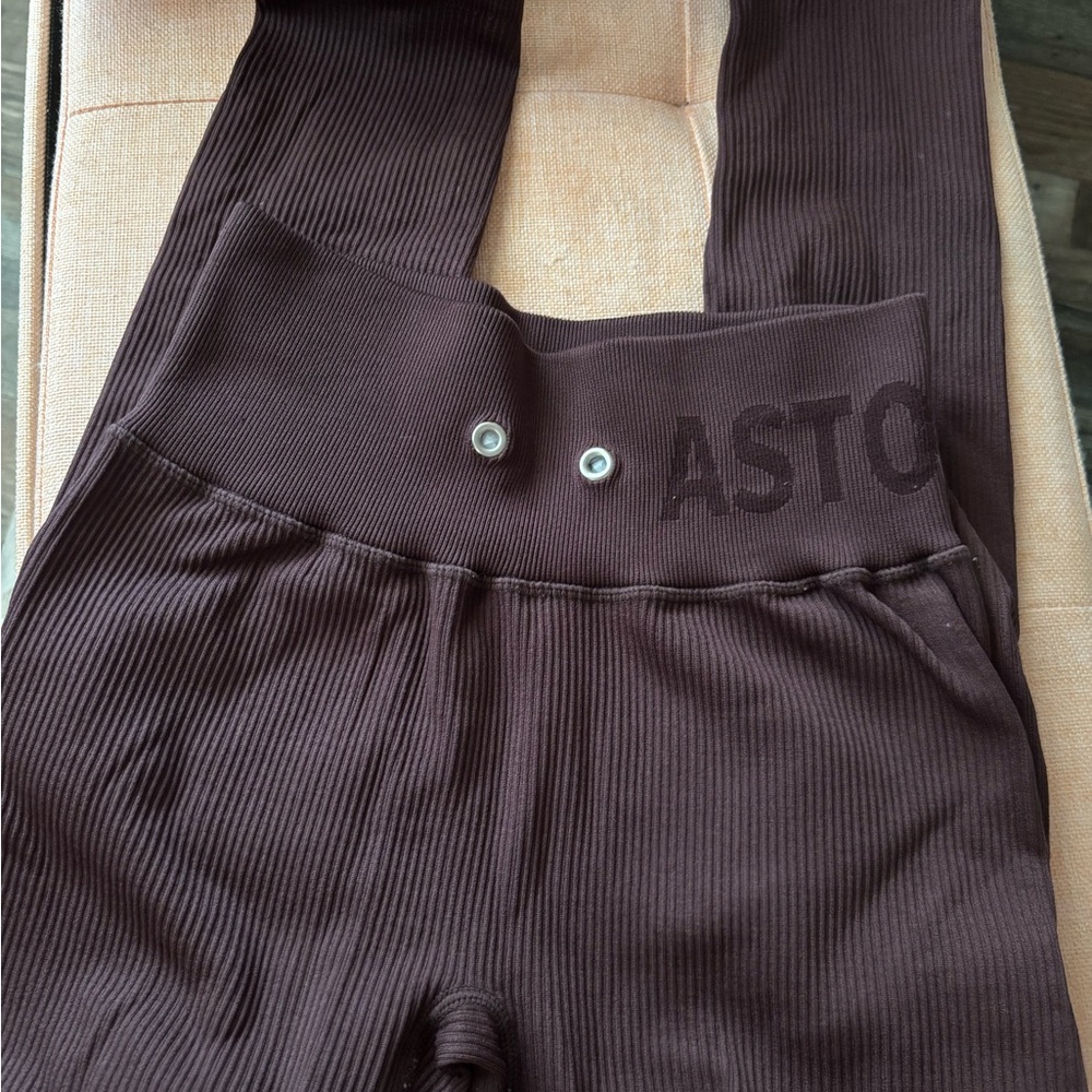 Women Ribbed Brown Bottoms with High Waist